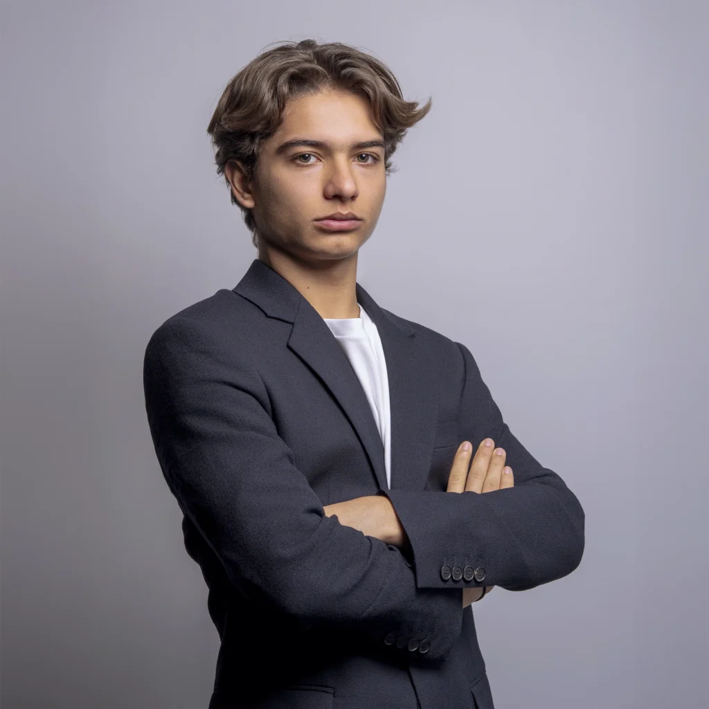 Portrait professionnel corporate sur fond neutre